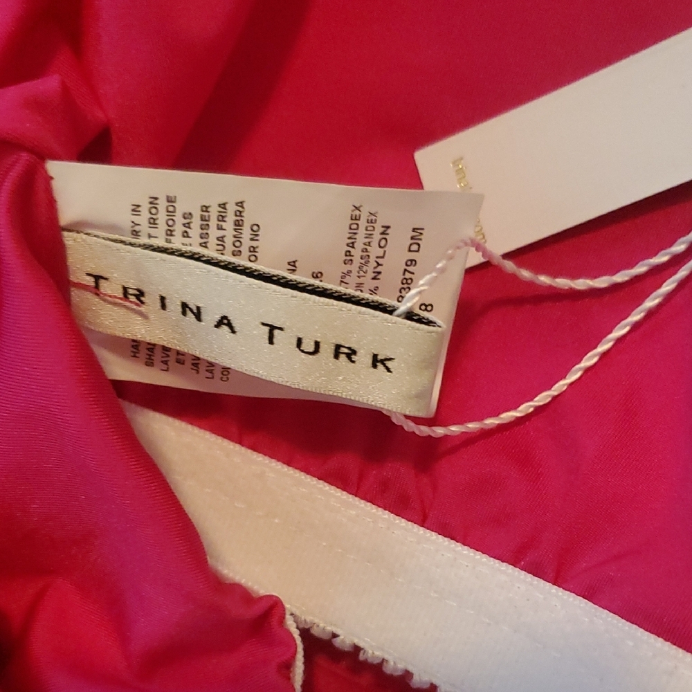 Trina Turk Pink Ruffled Tankini Top Sz 8 - Picture 4 of 6